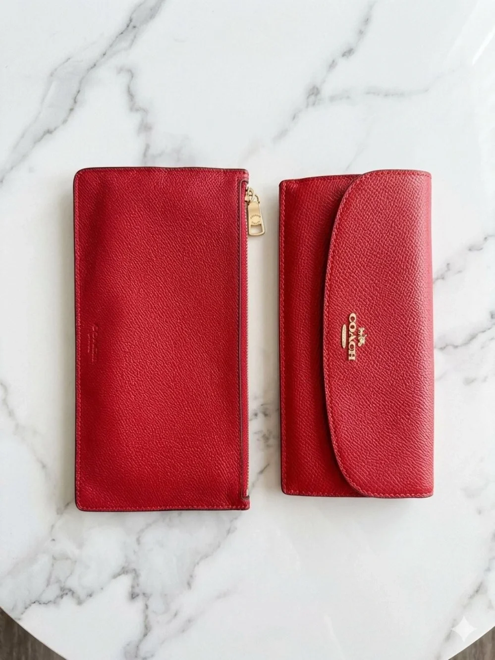 Coach Red Fabric-Lined Cosmetic Pouch/Crossbody and Wallet